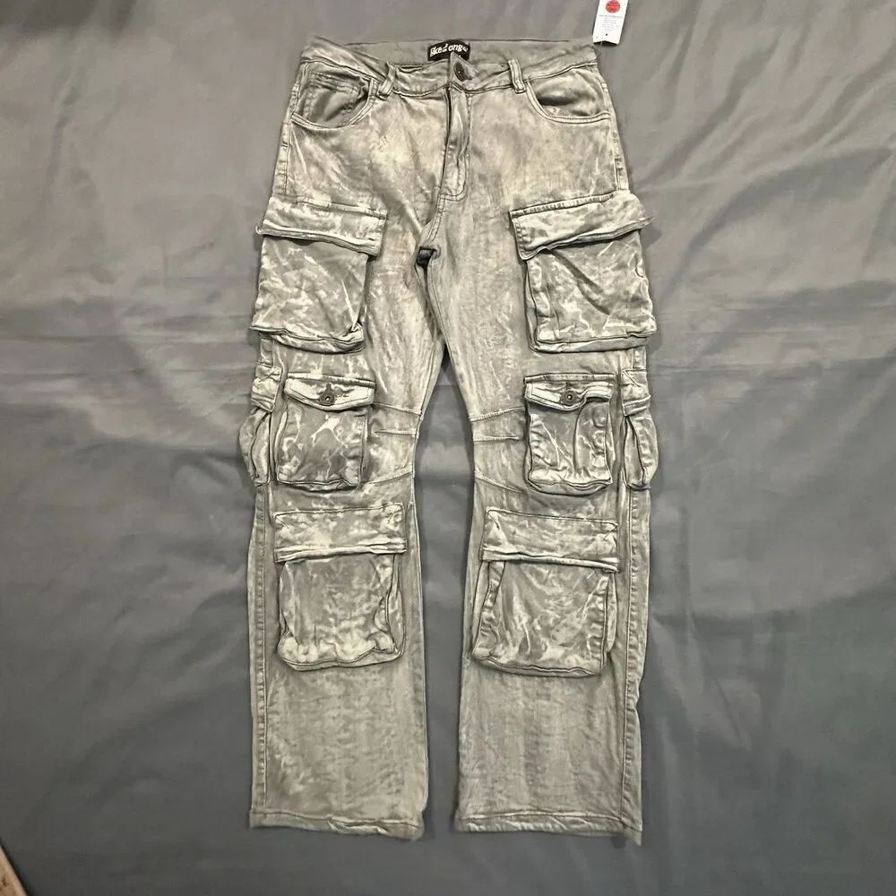 Like An Angel Cargo Pants Womens Large Straight Leg Utility Pockets Grunge